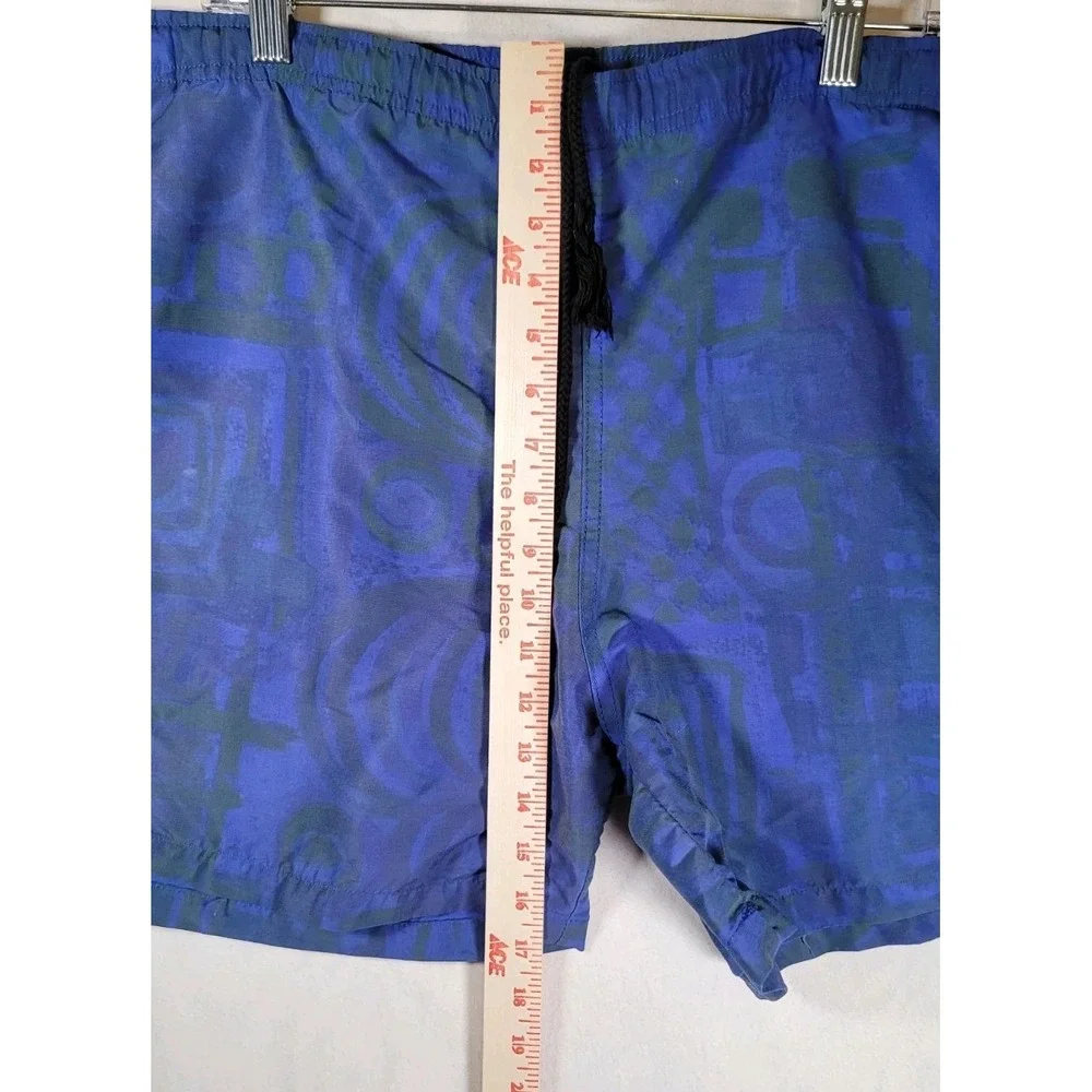 Rusty Surf Swim‎ Trunks Mens XL Blue Floral Drawstring Pockets Lined Made In USA